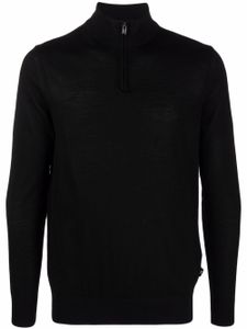 Emporio Armani pull à col montant zippé - Noir