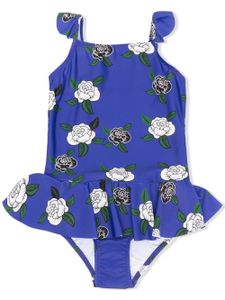 Mini Rodini maillot de bain volanté à fleurs - Bleu