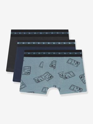 Set van 3 boxershorts voor jongens met gameboy-motief van Ecodim grijs