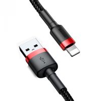 Baseus Cafule USB Lightning-kabel 2.4A 1m (Rood+Zwart) - thumbnail