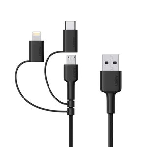 Aukey 3-in-1 kabel USB-A naar USB-C Micro USB en lightning 1.2m - CB-BAL5