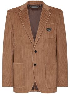 Philipp Plein blazer boutonné en velours côtelé - Marron