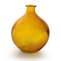 Bloemenvaas/flesvaas - geel - bolvorm met ribbel - D16 x H20 cm - thumbnail
