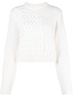 Cecilie Bahnsen pull en maille torsadée à coupe crop - Blanc