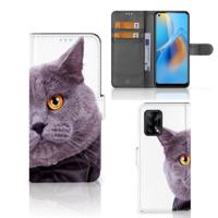 OPPO A74 4G | Telefoonhoesje | Met pasjeshouder | Kat