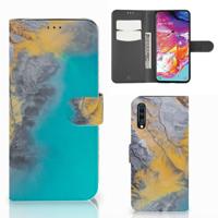 Samsung Galaxy A70 | Bookcase | Marble Blue Gold