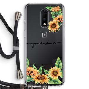 Zonnebloemen: OnePlus 7 Transparant Hoesje met koord