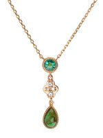 We by WHITEbIRD 18kt rose gold Clover turquoise emerald and diamond necklace - thumbnail