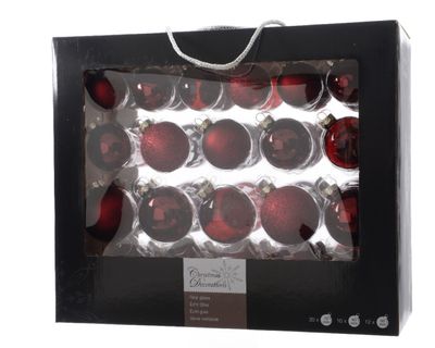 Kerstbal glas gl-mt-glit-tr/assorted/ossenbloed - Ksd