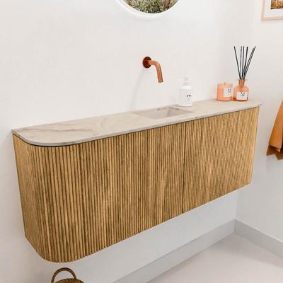 Toiletmeubel Mondiaz Joya Dlux | 113.2 cm | Meubelkleur Oak | Faye wastafel Frappe Wasbak Midden | Zonder kraangat(en)