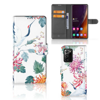 Samsung Galaxy Note20 Ultra Telefoonhoesje met Pasjes Bird Flowers - thumbnail