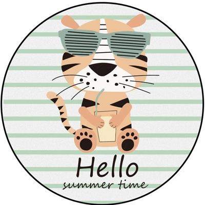 Cartoon patroon ronde zachte pluizige Crystal Velvet huis tapijten kind kamer spel tapijten grootte: diameter: 100cm (Tiger)