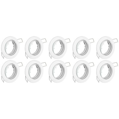 Spot Armatuur 10 Pack - GU10 Inbouwspot - Rond - Wit - Aluminium - Kantelbaar Ø82mm