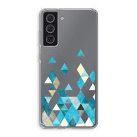Gekleurde driehoekjes blauw: Samsung Galaxy S21 FE Transparant Hoesje