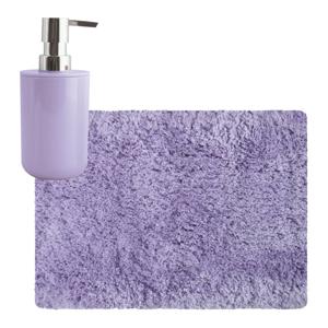 MSV badkamer droogloop tapijt - Langharig - 50 x 70 cm - incl zeeppompje zelfde kleur - lila paars - Badmatjes