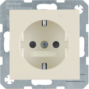 Berker S1 wandcontactdoos 1-voudig met randaarde en kinderbeveiliging creme glanzend