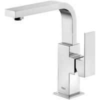 Wastafelkraan Tres Cuadro | Opbouw | Draaibare uitloop | Mengkraan | Hoog model | 1-hendel | Vierkant | Chroom