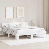 Bedframe met hoofdeinde Wit 180 x 200 cm Massief grenenhout