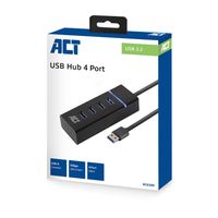 ACT AC6300 interface hub USB 3.2 Gen 1 (3.1 Gen 1) Type-A 5000 Mbit/s Zwart - thumbnail