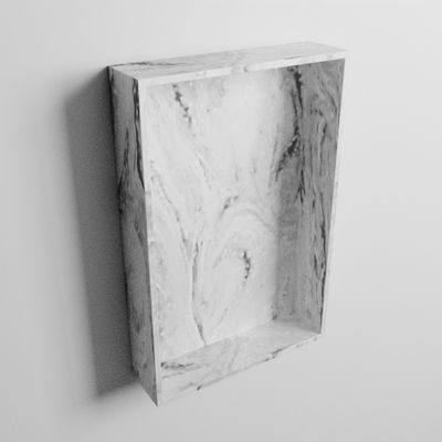 MONDIAZ EASY Nis 44,5x29,5cm in solid surface kleur Glace. 1 vak geschikt voor in- of opbouw