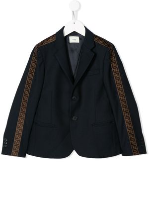Fendi Kids blazer à bandes logos - Bleu