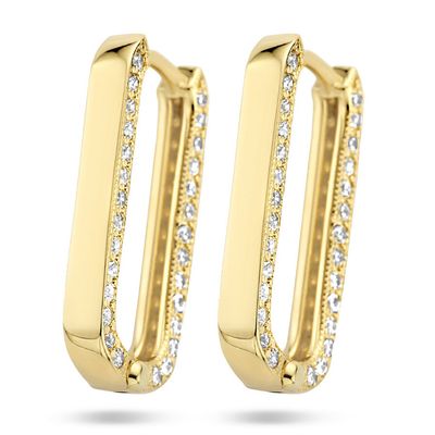 Oorringen Paperclip geelgoud-zirconia goudkleurig-wit 3 x 20 mm