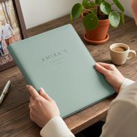 Schrijfmap - Groen - Gegraveerd vegan leer