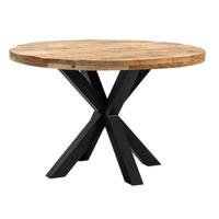 Leen Bakker - Eetkamertafel Trevor Spinpoot - /zwart - 78xØ150 Cm - Hout - Bruin