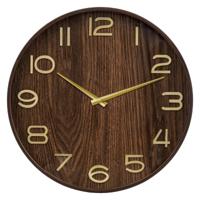 Wandklok/muur klok - Woody - Dia 55 cm - hout - bruin - keuken/kamer