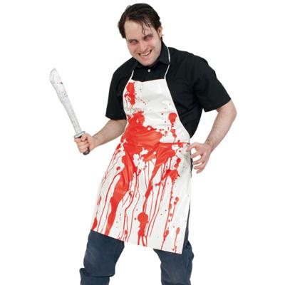 Schort met bloed - Halloween horror verkleedkleding kostuum - wit/rood