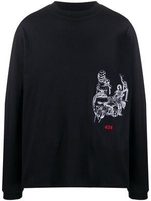424 sweat à broderies - Noir