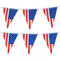 Vlaggenlijn USA/Amerika - 10 meter - plastic - United States - vlaggetjes - slinger