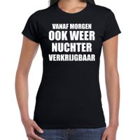 Feest t-shirt morgen nuchter verkrijgbaar zwart voor dames