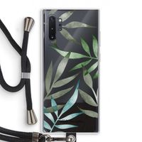 Tropical watercolor leaves: Samsung Galaxy Note 10 Plus Transparant Hoesje met koord
