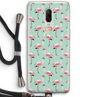 Flamingoprint groen: OnePlus 6 Transparant Hoesje met koord Flamingoprint groen: OnePlus 6 Transparant Hoesje met koord