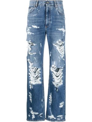 Dolce & Gabbana jean à plaque logo - Bleu