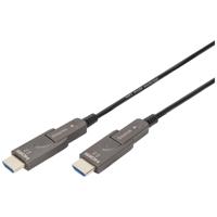 Digitus AK-330127-300-S HDMI-kabel HDMI Aansluitkabel HDMI-A-stekker 30 m Zwart 4K UHD, Afgeschermd (drievoudig), Flexibel, Afscherming totaal, Afgeschermd,