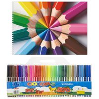 Kinder tekenen set van 36 viltstiften en 2x schetsboeken - thumbnail