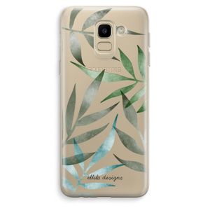 Tropical watercolor leaves: Samsung Galaxy J6 (2018) Transparant Hoesje