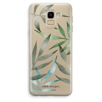 Tropical watercolor leaves: Samsung Galaxy J6 (2018) Transparant Hoesje