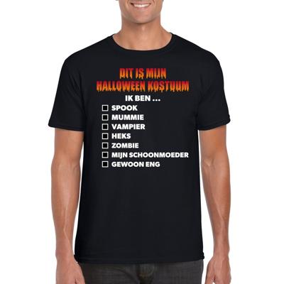 Halloween kostuum - wie ben ik lijstje - t-shirt - zwart - voor heren - kleding