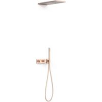 Regendouche set Tres B-System | Inbouw | Thermostaatkraan | 2-weg | Rechthoekig | 24k Rose goud mat