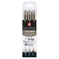 Fineliner Sakura Pigma Micron 05 set zwart & grijs 3 maten