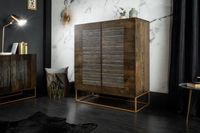 Massief dressoir ONYX 120 cm donkerbruin mangohout edelsteen agaat goud metalen frame - 39231