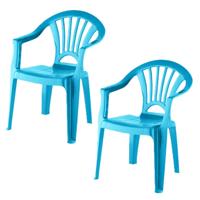 2x Kinderstoelen blauw kunststof 37 x 31 x 51 cm