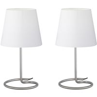 LED Tafellamp 2 Pack - Tafelverlichting - Trion Twinko - E14 Fitting - Rond - Mat Nikkel - Aluminium - thumbnail