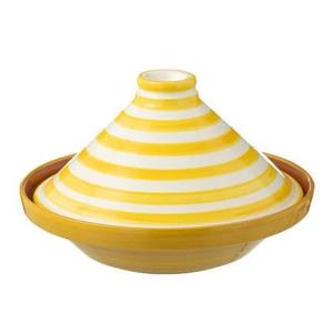 J-Line Tagine Granada Stripes Ceramic White|Yellow