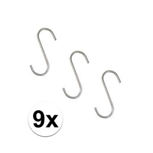 9x S-haken / ophanghaken van metaal