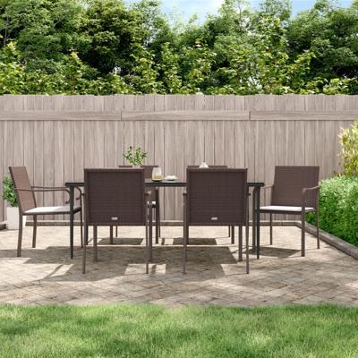 Tuinstoelen 6 st met kussens 56x59x84 cm poly rattan bruin