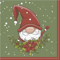 60x Kerst servetten Santa elf print 33 x 33 cm